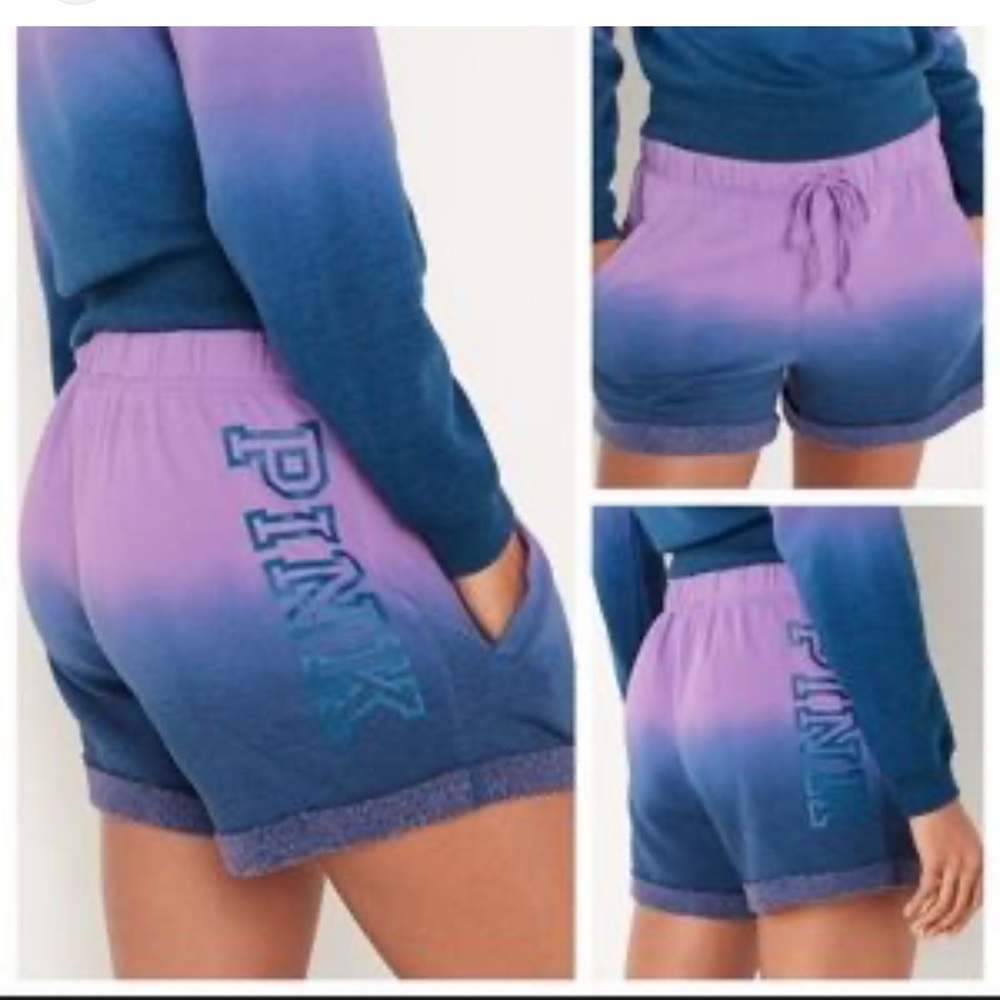 VS PINK Blue Purple Ombre Campus Shorts NWT Size Medium